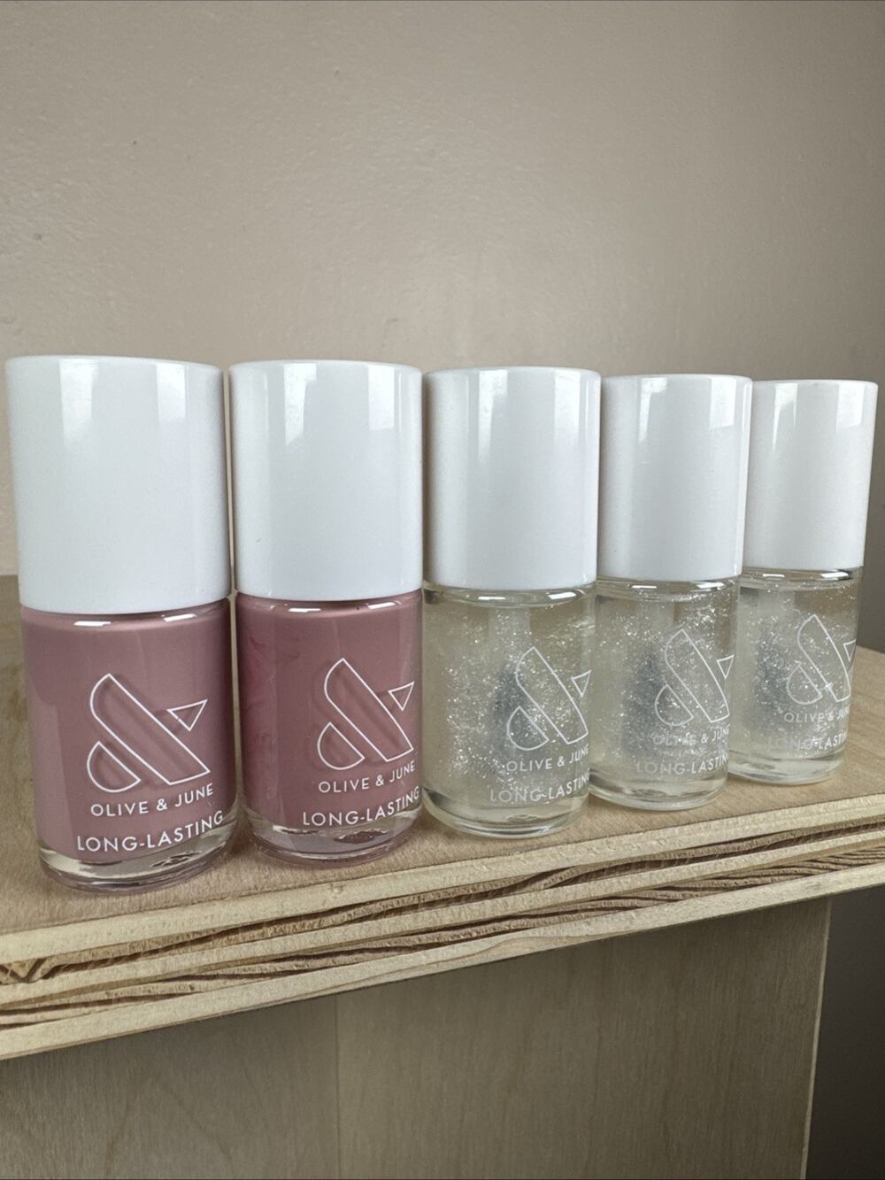 Olive & June Nail Polish 13. 5 Ml .46 Fl Oz Glitter Mauve Pink Set Of 5 Lot 2